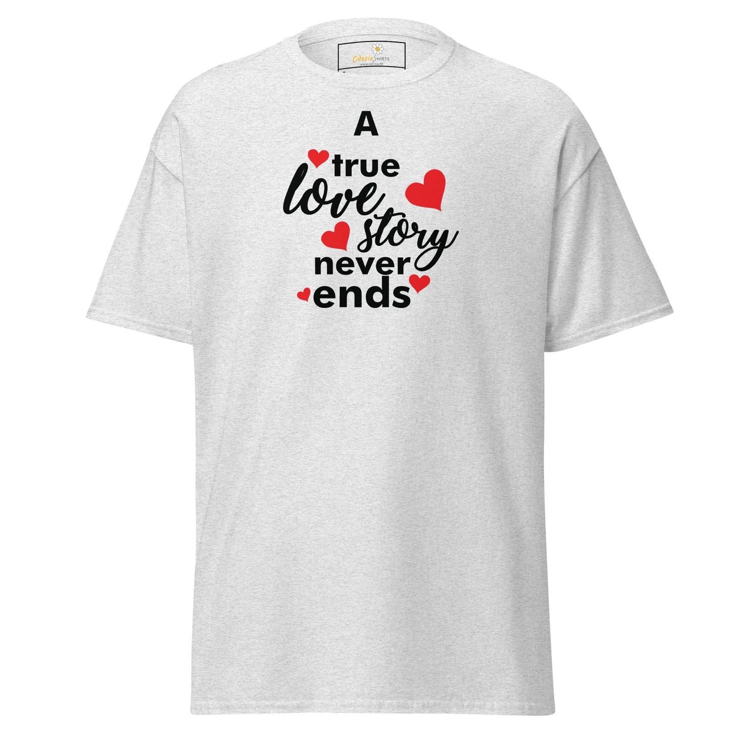 White T-shirt with love-themed graphic for Men and Women in sizes S to XL