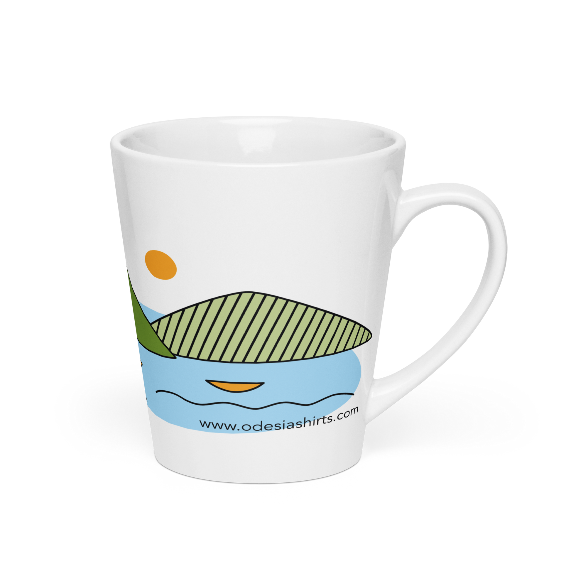 Cartoon Landscape Mug Latte Island Design