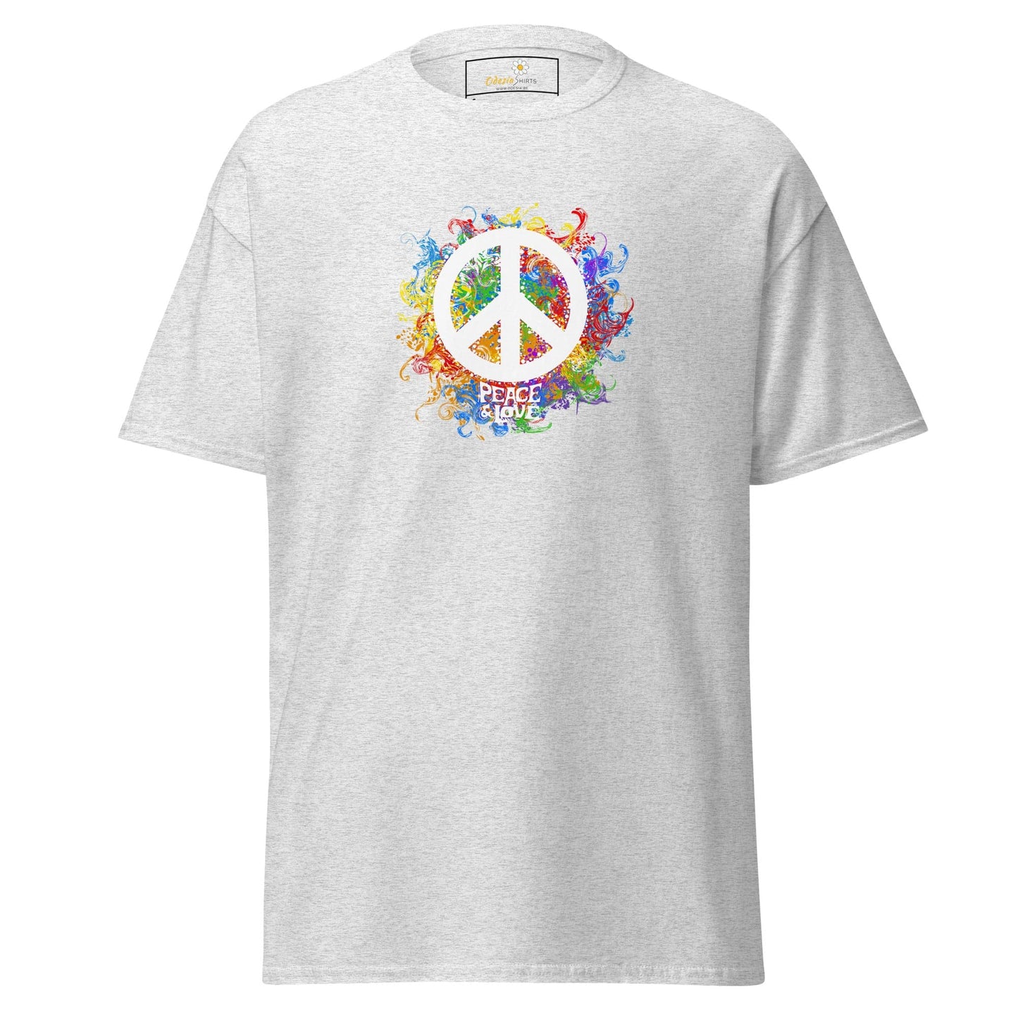 Unisex classic tee - POSITIVE PEACE AND LOVE - REGULAR - Ash / S