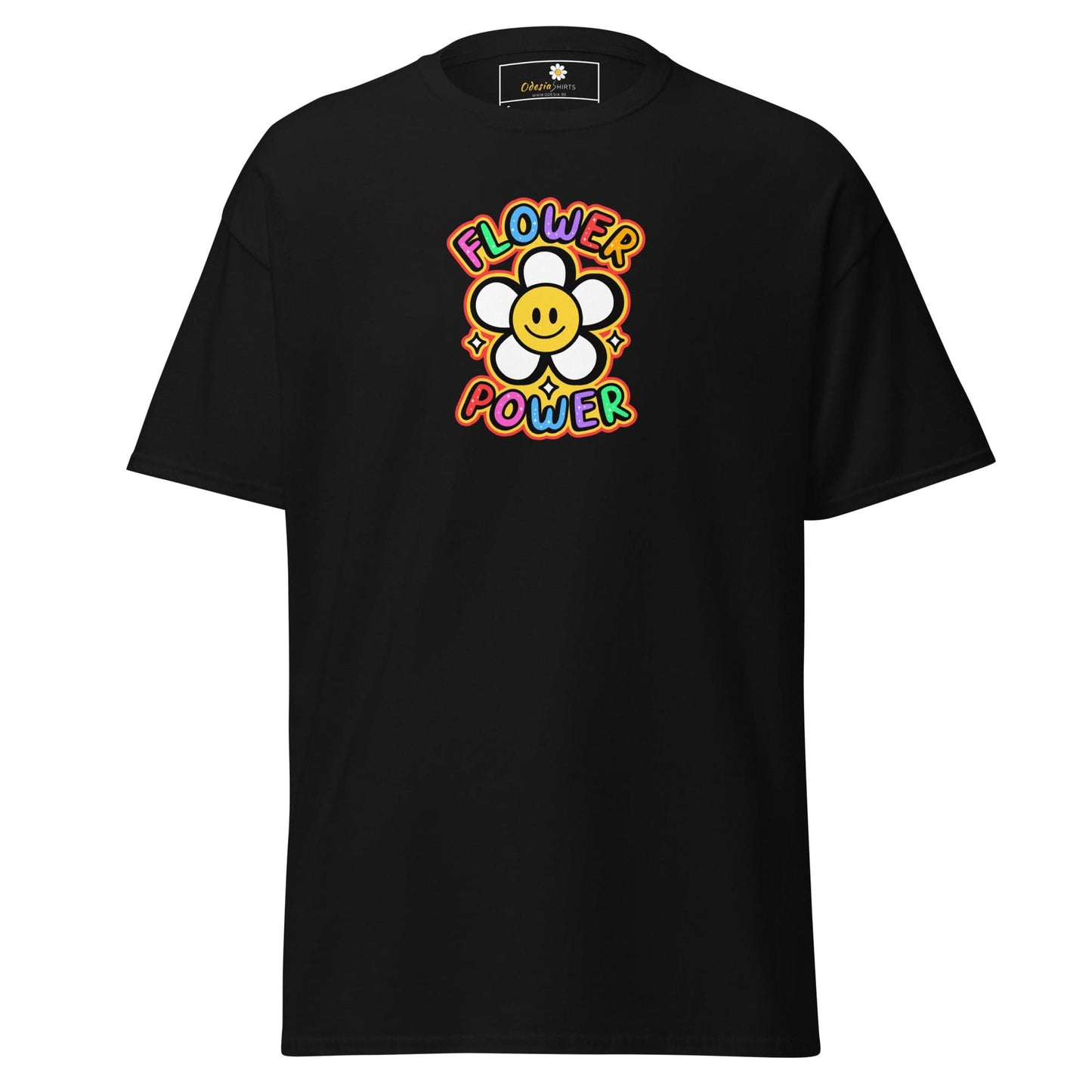 Unisex classic t-shirt - POSITIVE FLOWER POWER - REGULAR - Black / S