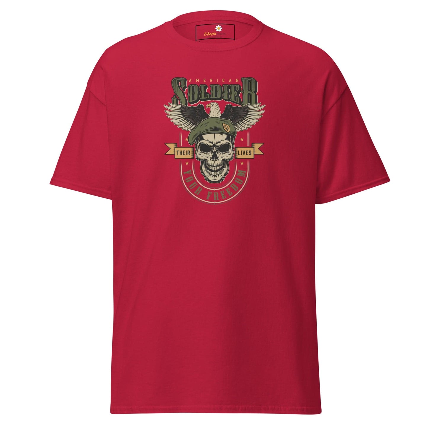Unisex classic tee - SKULL VINTAGE AMERICAN SOLDIERS - REGULAR - Cardinal / S