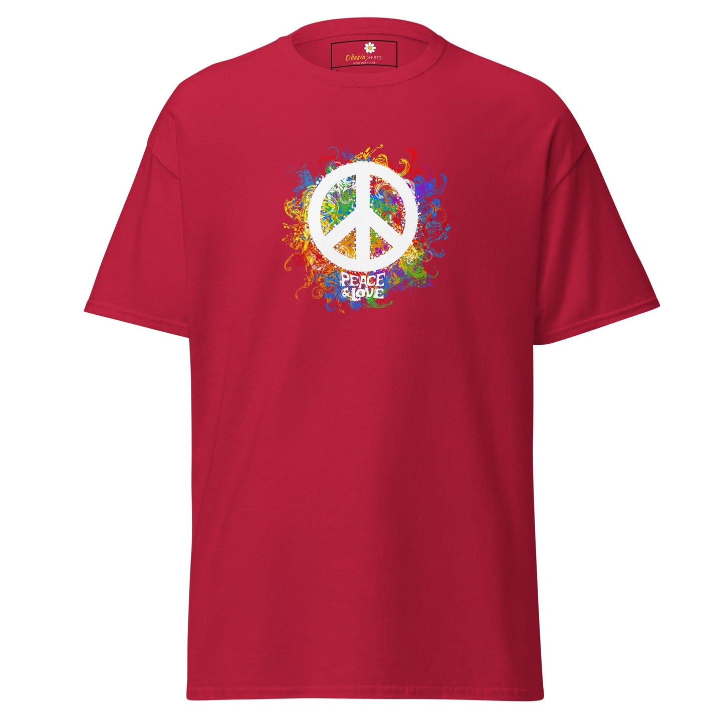 Unisex classic tee - POSITIVE PEACE AND LOVE - REGULAR - Cardinal / S