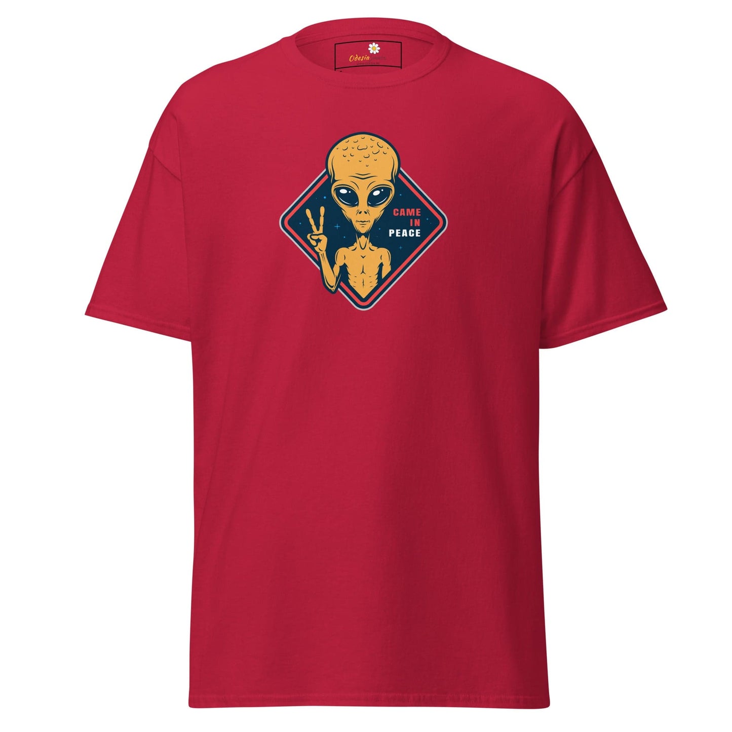 Unisex classic t-shirt - SPACE ALIENS COME IN PEACE - REGULAR - Cardinal / S