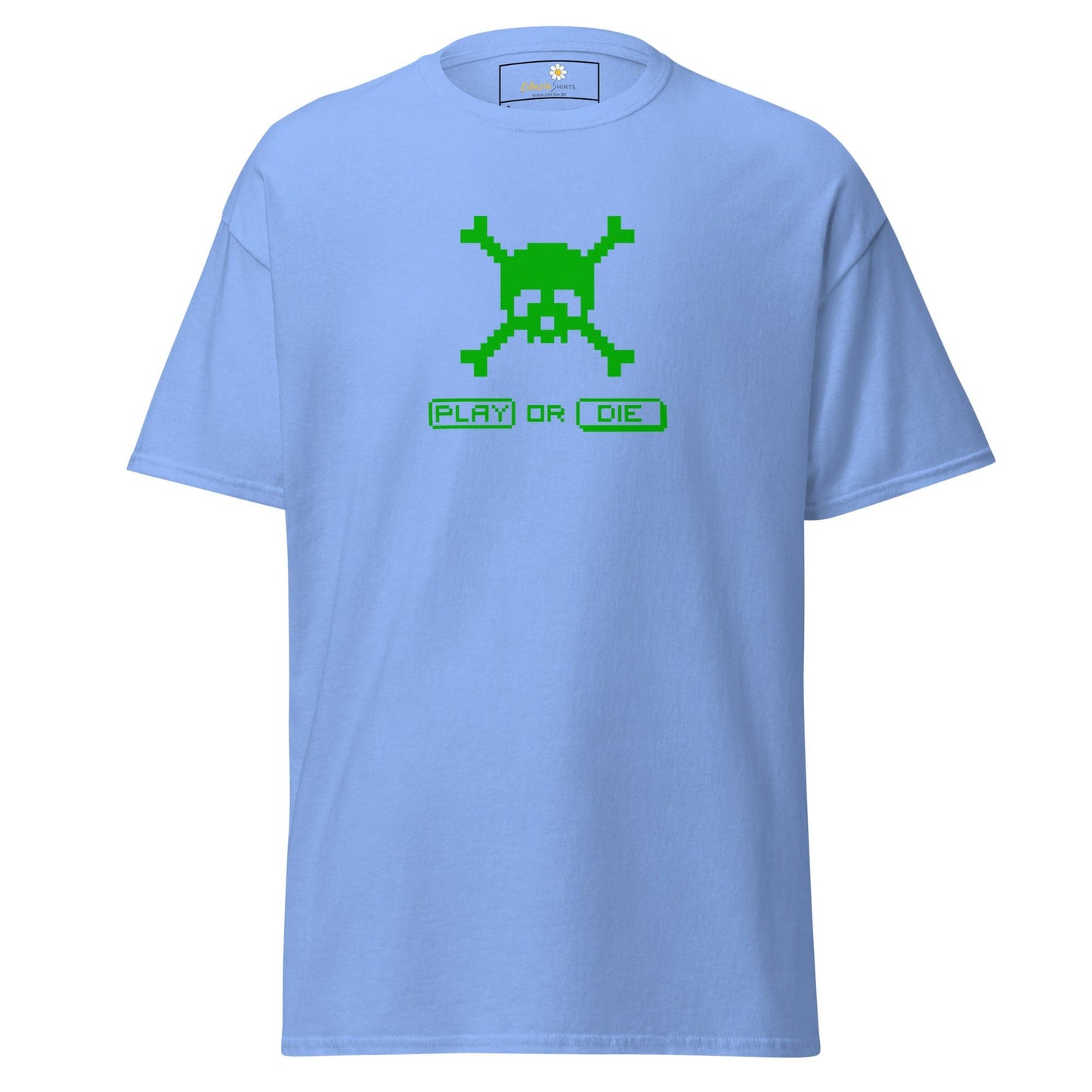 Unisex classic t-shirt - SKULL PLAY OR DIE - REGULAR - Carolina Blue / S