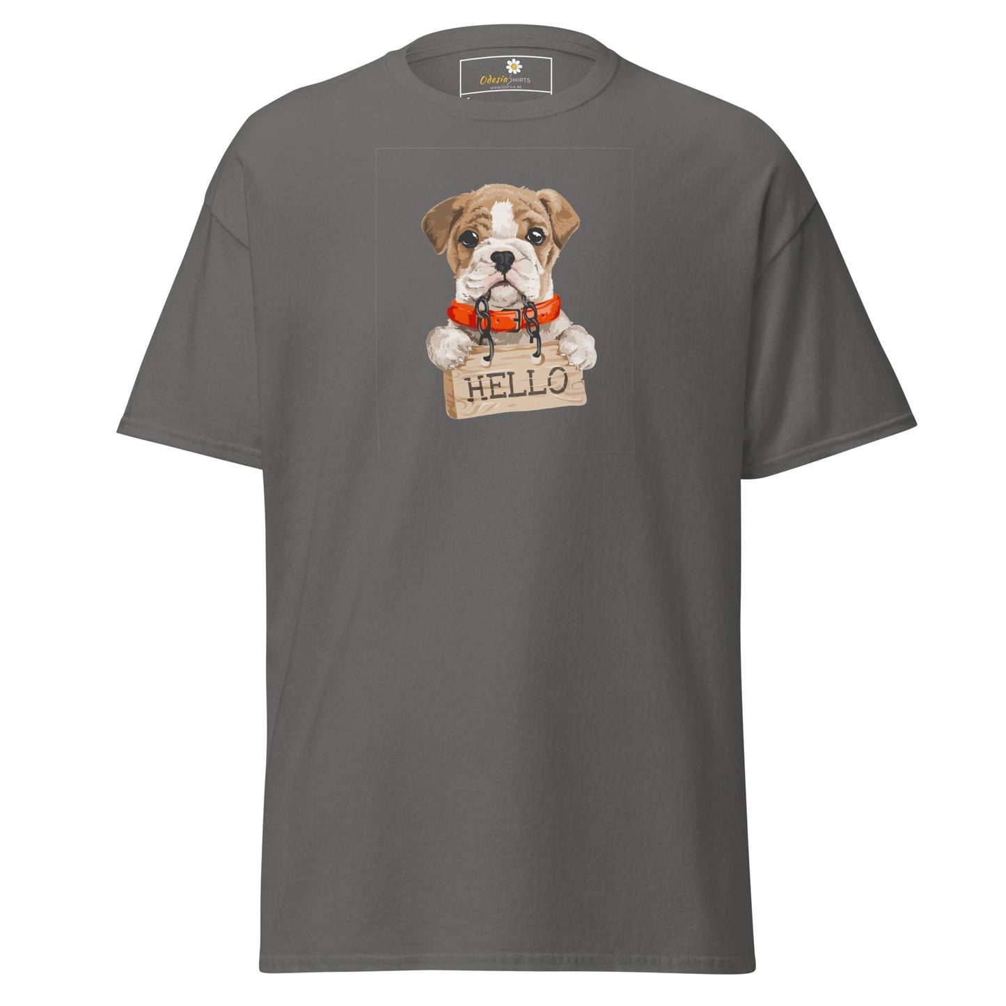 Unisex classic t-shirt - ANIMALS HELLO PUPPY - REGULAR - Charcoal / S
