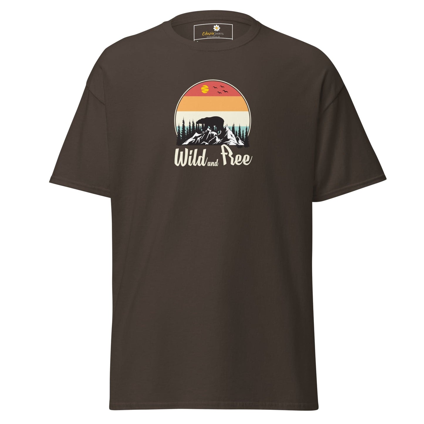 Unisex classic t-shirt - ADVENTURE WILD AND FREE - REGULAR - Dark Chocolate / S
