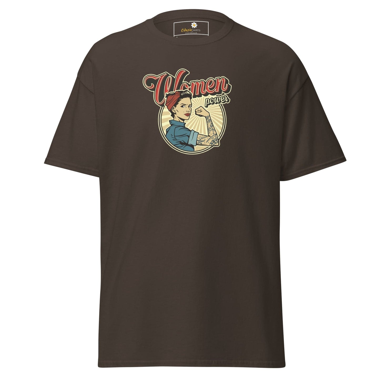 Unisex classic t-shirt - VINTAGE WOMEN POWER - REGULAR - Dark Chocolate / S