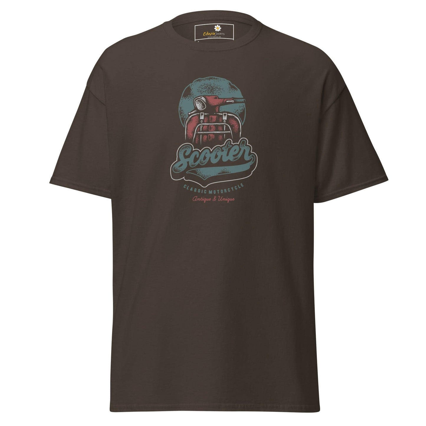 Unisex classic t-shirt - VINTAGE SCOOTER - REGULAR - Dark Chocolate / S
