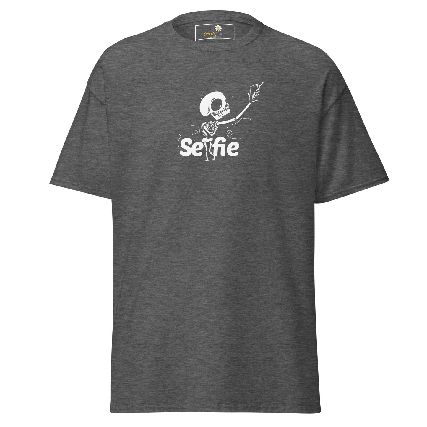 Unisex classic t-shirt - SKULL SELFIE - REGULAR - Dark Heather / S