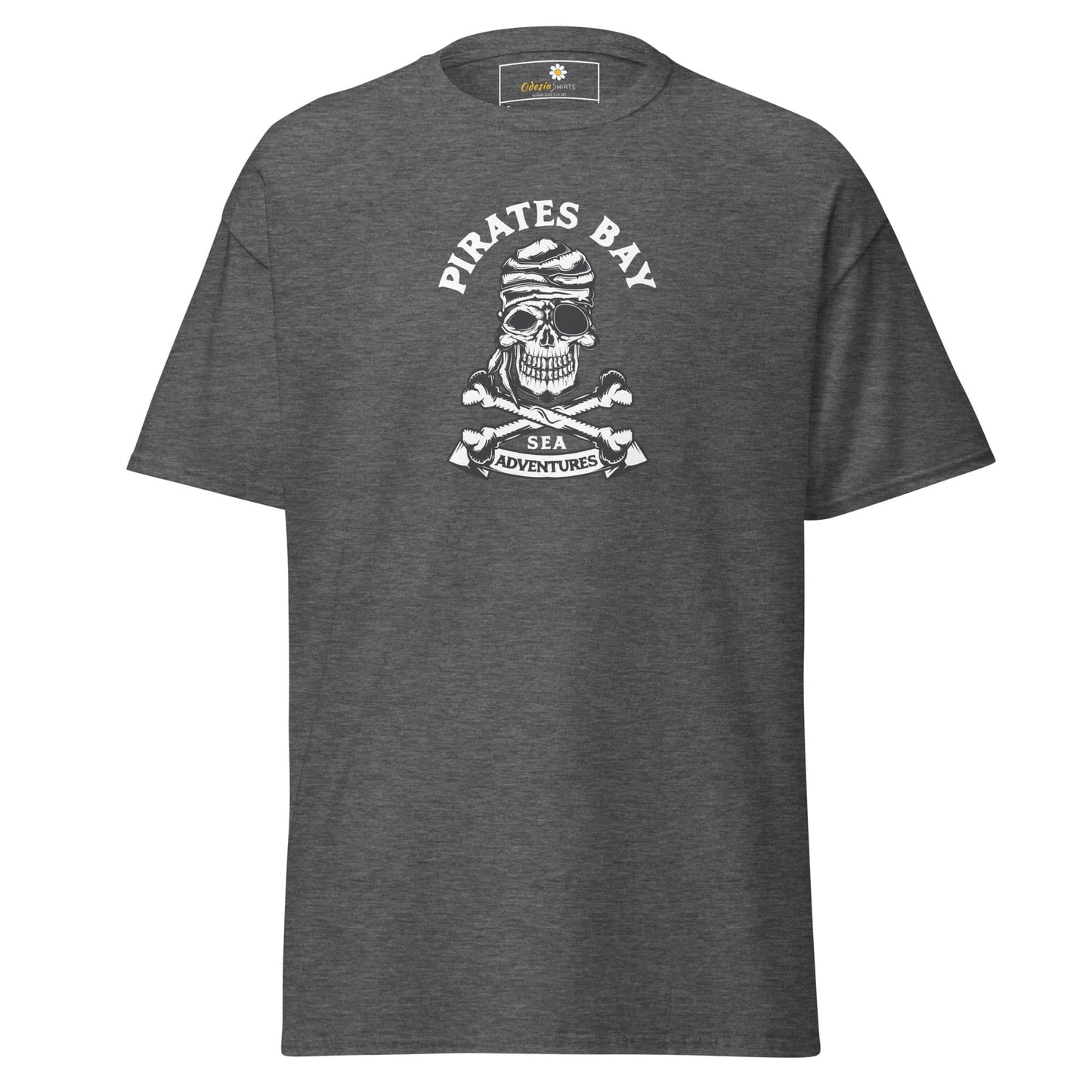 Unisex classic t-shirt - SKULL PIRATES BAY - REGULAR - Dark Heather / S