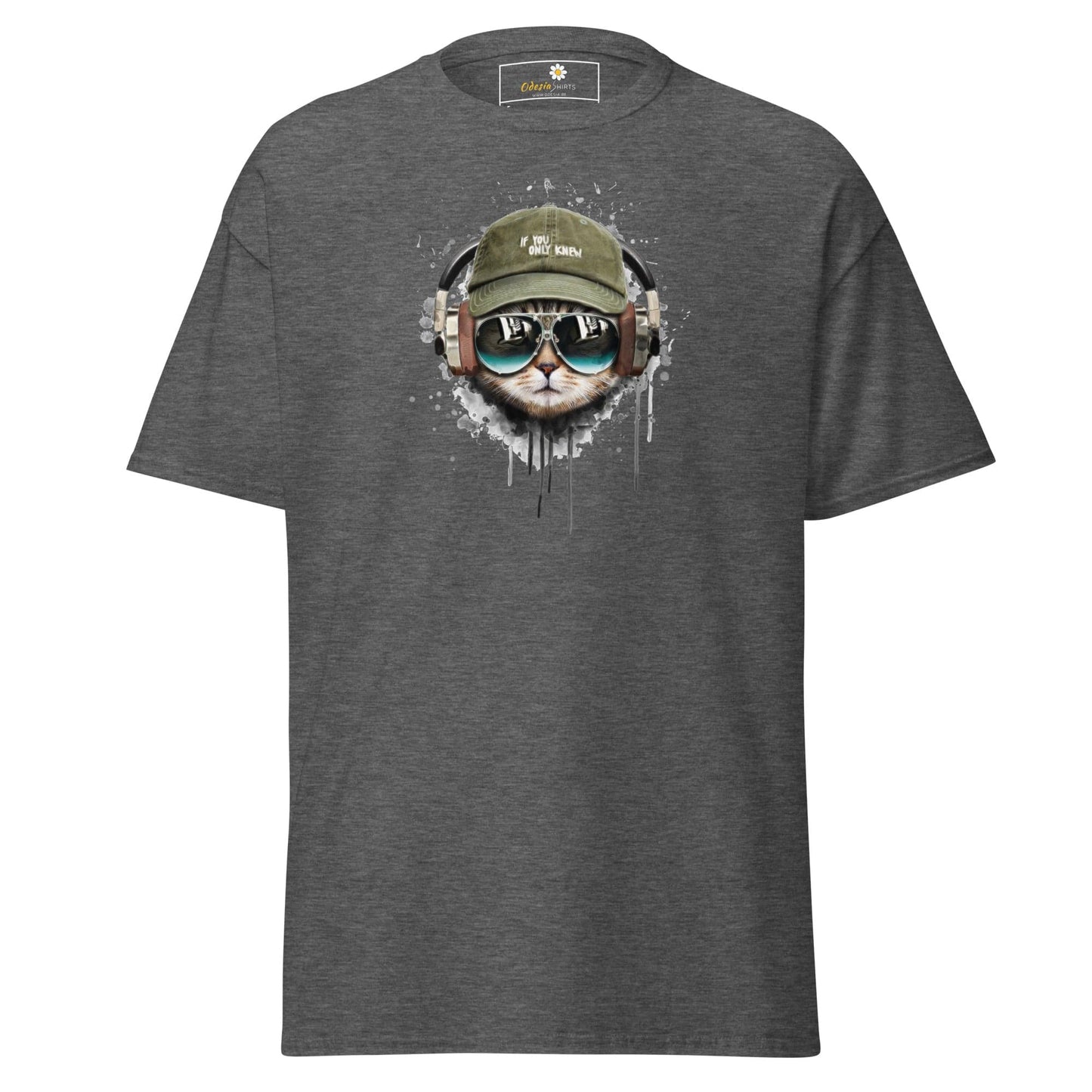 Unisex classic t-shirt - ANIMALS MUSIC CAT HAT - REGULAR - Dark Heather / S