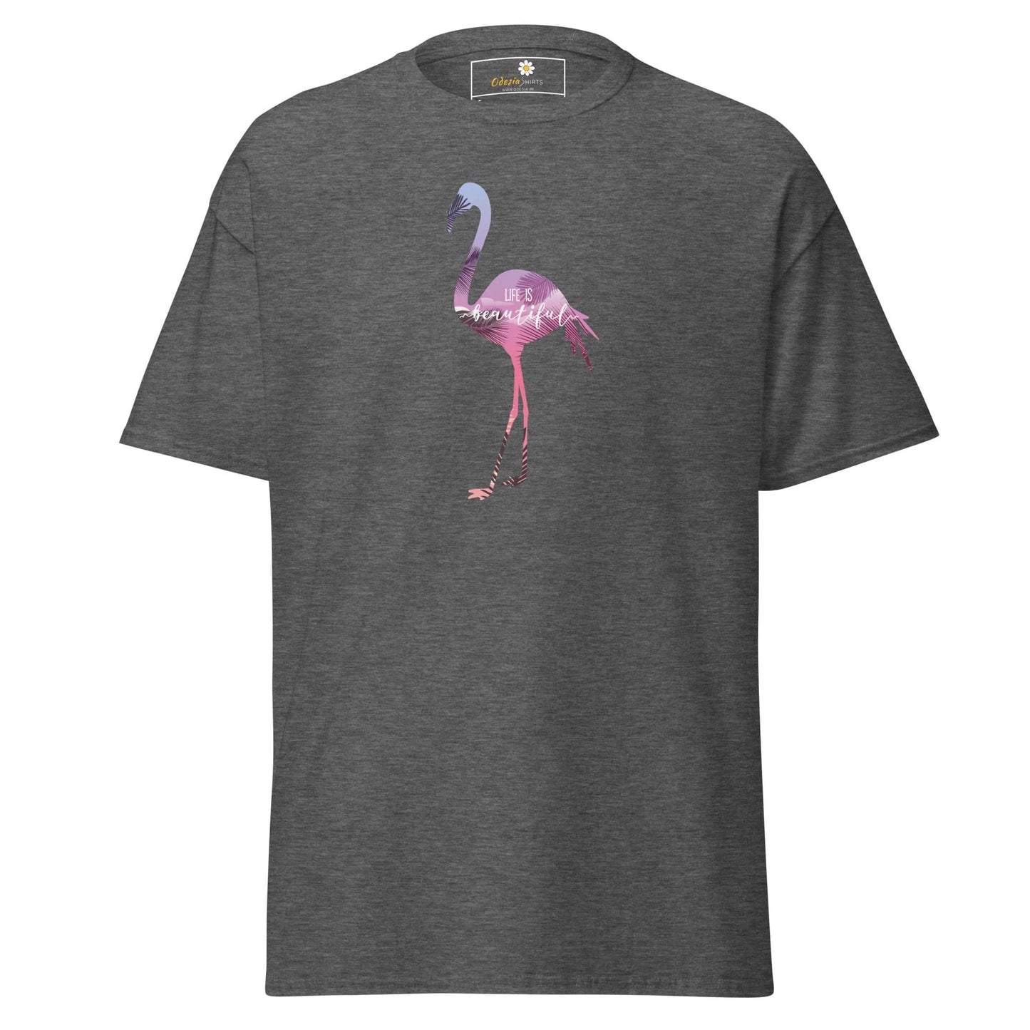 Unisex classic tee - WILD LIFE FLAMINGO - REGULAR - Dark Heather / S