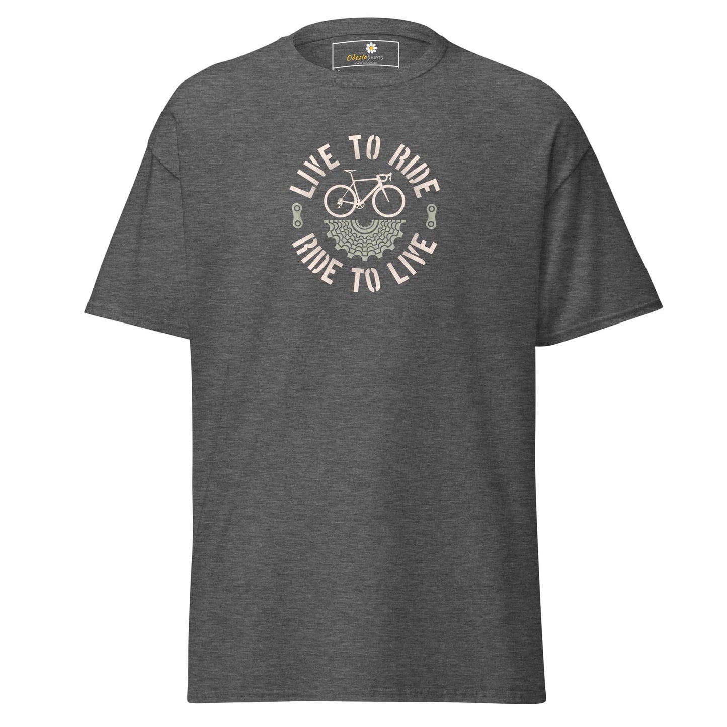 Unisex classic t-shirt - SPORT BICYCLE RIDE TO LIVE - REGULAR - Dark Heather / S