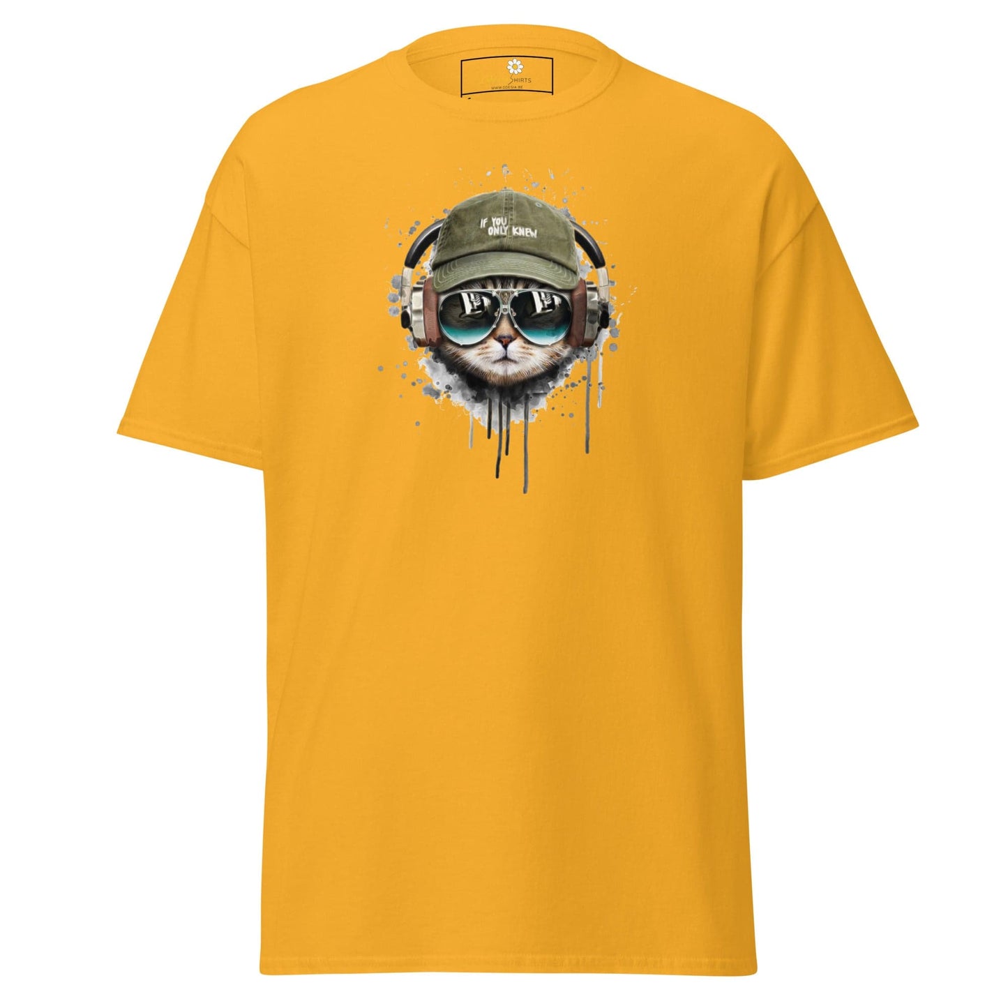 Unisex classic t-shirt - ANIMALS MUSIC CAT HAT - REGULAR - Gold / S