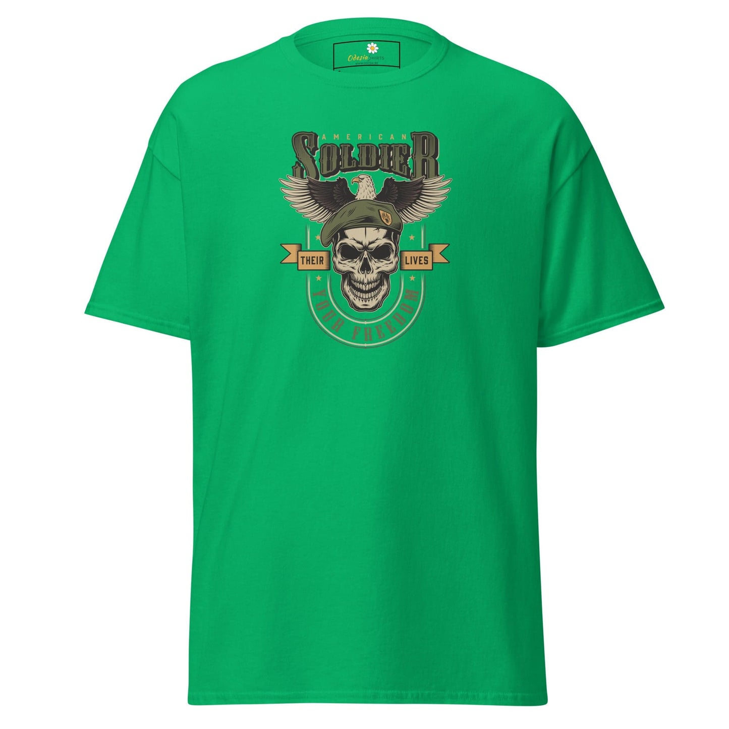 Unisex classic tee - SKULL VINTAGE AMERICAN SOLDIERS - REGULAR - Irish Green / S