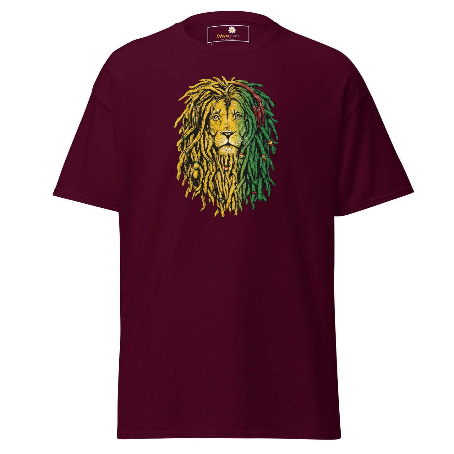 Unisex classic t-shirt - WILD LIFE REGGAE LION - REGULAR - Maroon / S