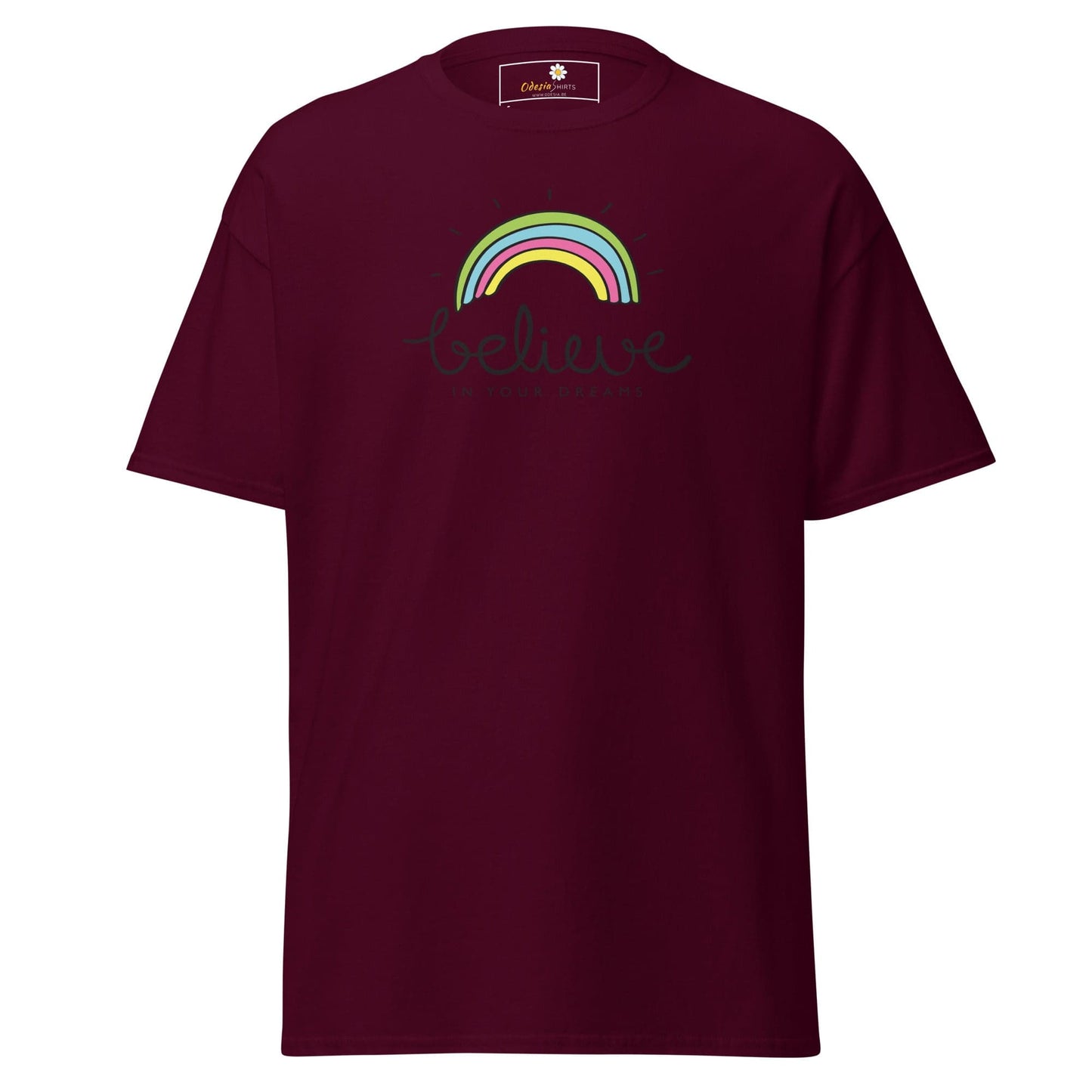 Unisex classic t-shirt - POSITIVE BELIEVE IN YOUR DREAMS - REGULAR - Maroon / S