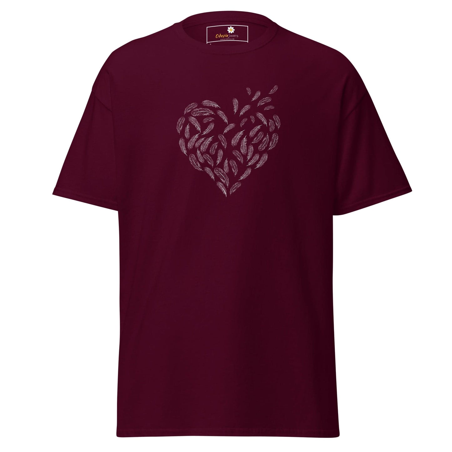 Unisex classic tee - POSITIVE FEATHER HEART - REGULAR - Maroon / S