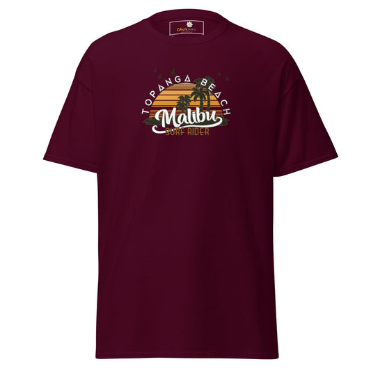 Unisex classic t-shirt - SUMMER MALIBU SURF RIDER - REGULAR - Maroon / S