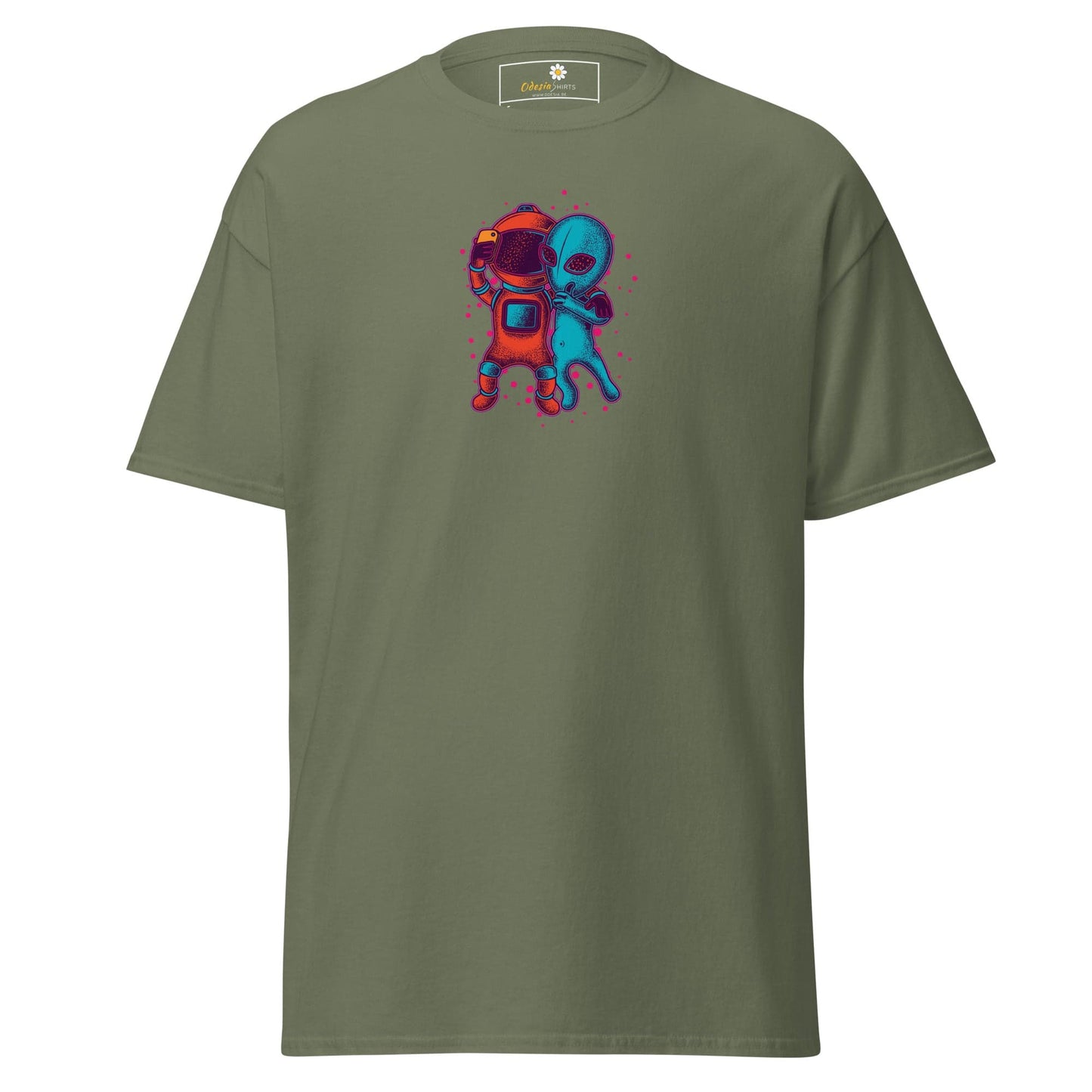 Unisex classic t-shirt - ASTRONAUT ALIEN SELFIE - REGULAR - Military Green / S