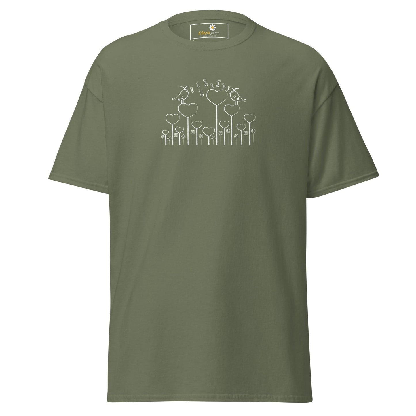 Unisex classic tee - NATURE BIRDS ON STICK - REGULAR - Military Green / S