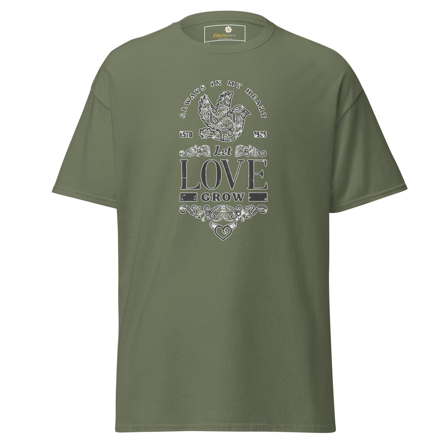 Unisex classic tee - POSITIVE LET LOVE GROW - REGULAR - Military Green / S