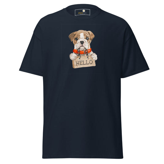Unisex classic t-shirt - ANIMALS HELLO PUPPY - REGULAR - Navy / S