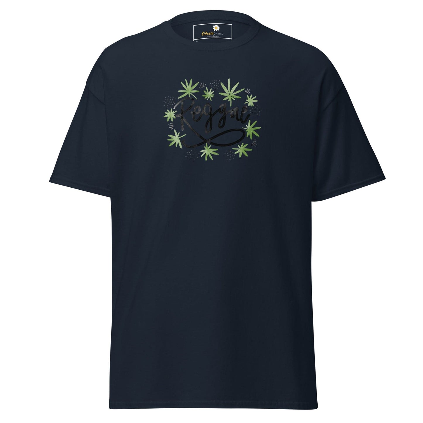 Unisex classic t-shirt - MUSIC REGGAE LEAVES - REGULAR - Navy / S