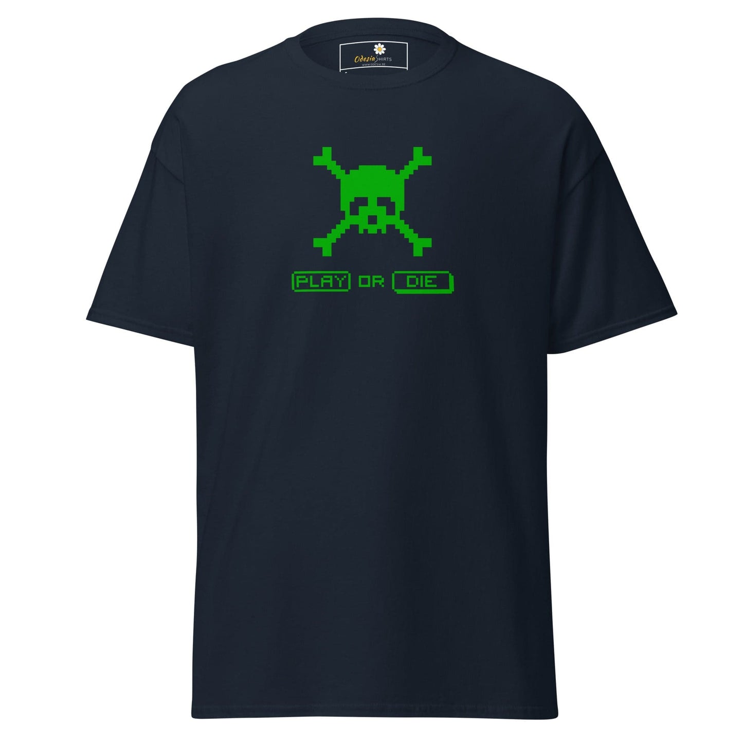 Unisex classic t-shirt - SKULL PLAY OR DIE - REGULAR - Navy / S
