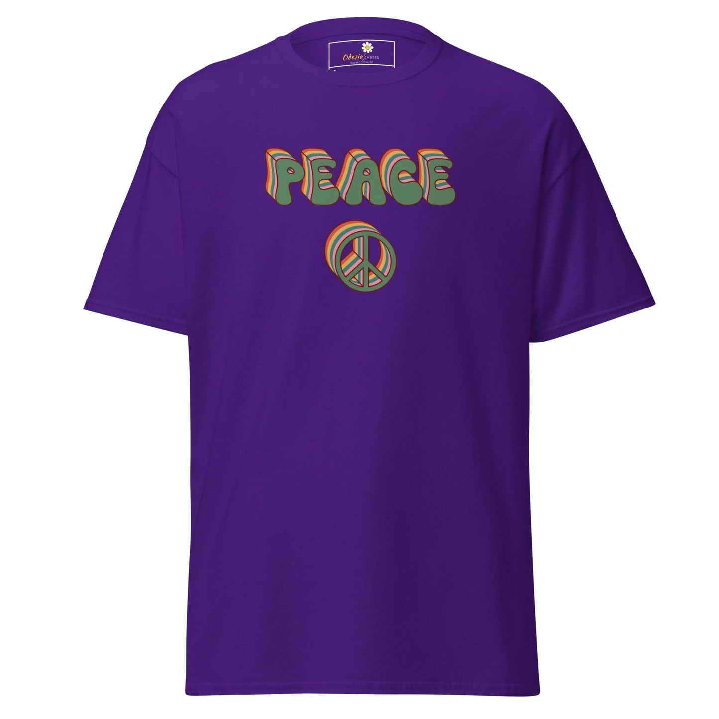 Unisex classic t-shirt - TEXT PEACE - REGULAR - Purple / S
