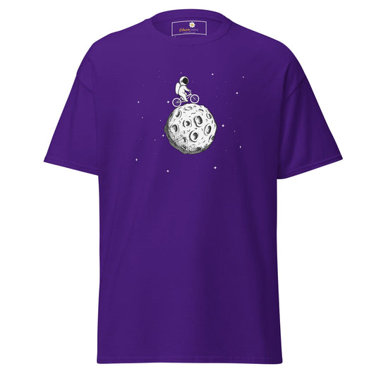 Unisex classic t-shirt - ASTRONAUT RIDING BIKE MOON - REGULAR - Purple / S