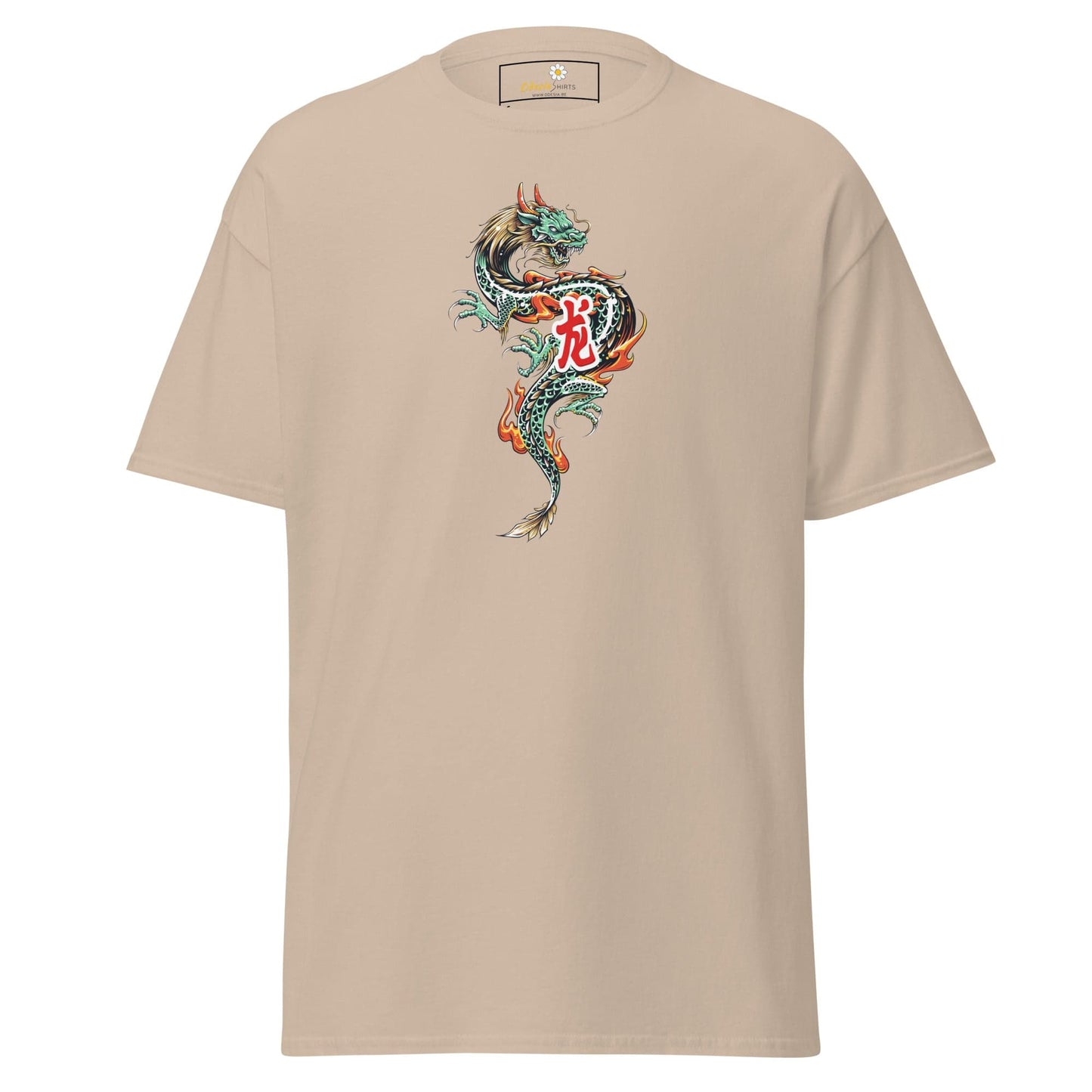 Unisex classic tee - MYSTIC GREEN DRAGON - REGULAR - Sand / S