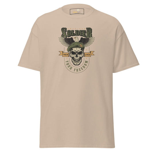 Unisex classic tee - SKULL VINTAGE AMERICAN SOLDIERS - REGULAR - Sand / S