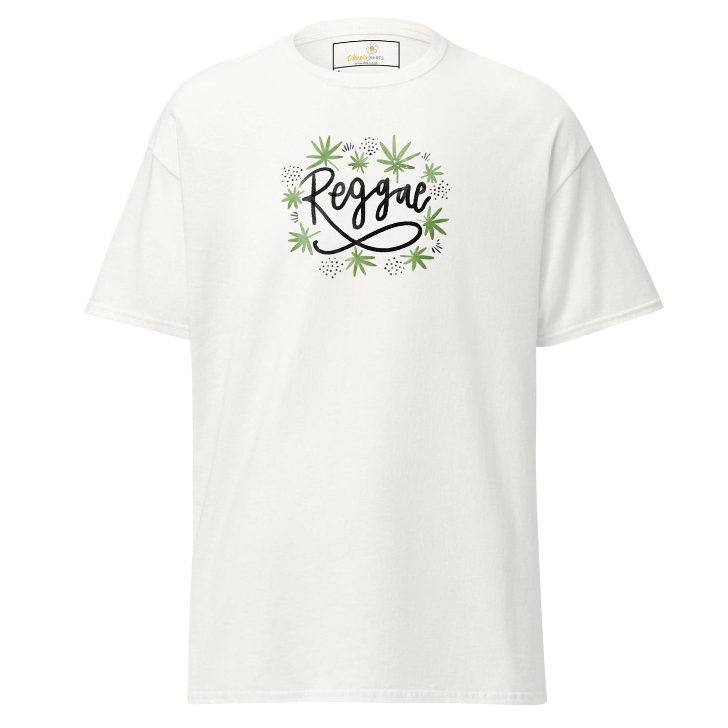 Unisex classic t-shirt - MUSIC REGGAE LEAVES - REGULAR - White / S