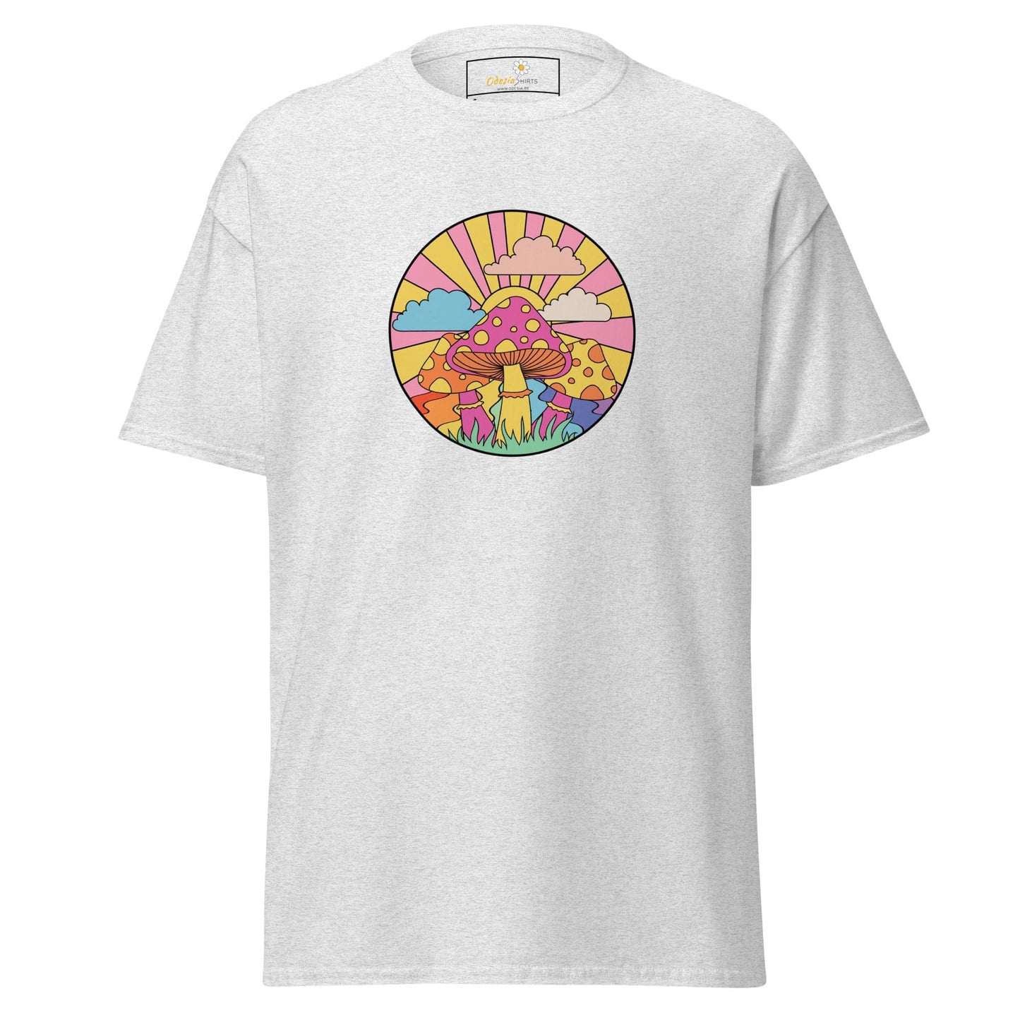 Unisex classic t-shirt - POSITIVE MYSTIC SUNNY MUSHROOMS - REGULAR - Ash / S