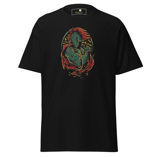 Black graphic T-shirt displayed in T-SHIRT DESIGN TEE for Men and Women sizes S to XL