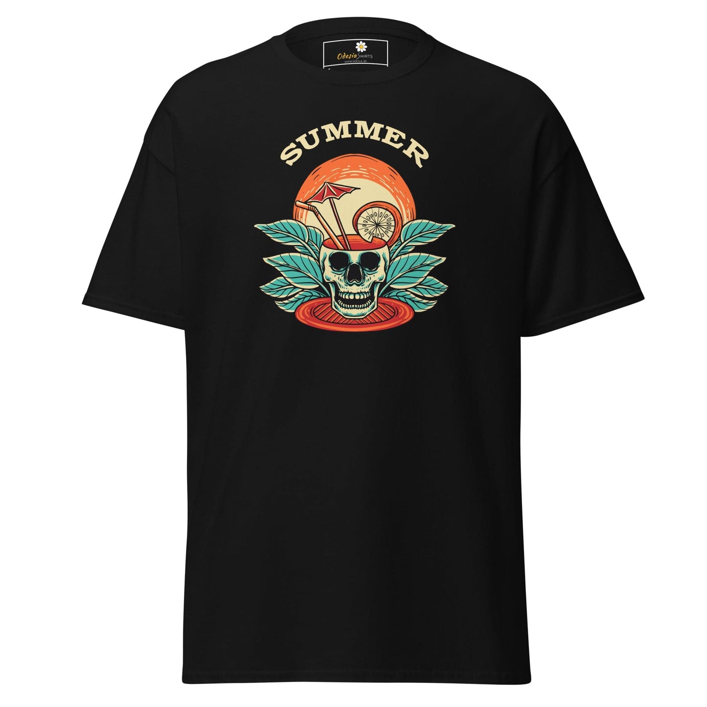 Unisex classic t-shirt - SKULL SUMMER DRINK - REGULAR - Black / S