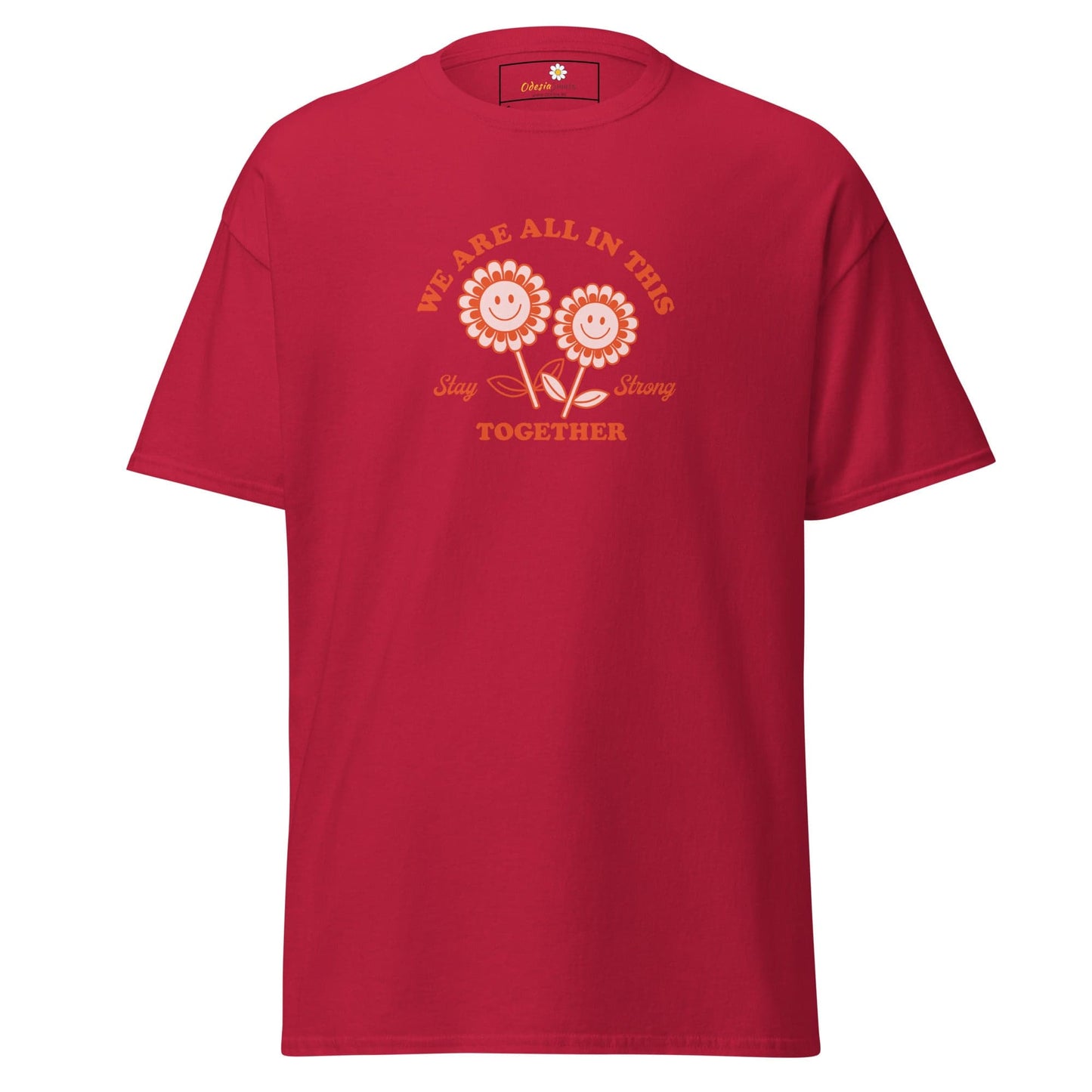 Unisex classic t-shirt - POSITIVE FLOWERS POWER - REGULAR - Cardinal / S