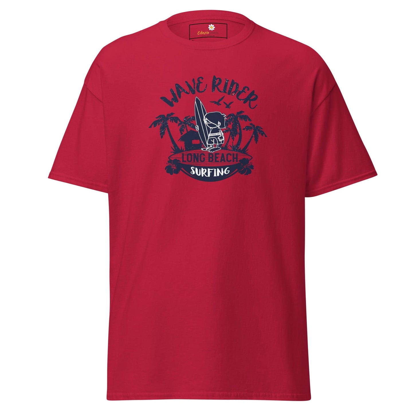 Red T-shirt with surfing graphic from T-SHIRT DESIGN TEE for Men and Women S-XL