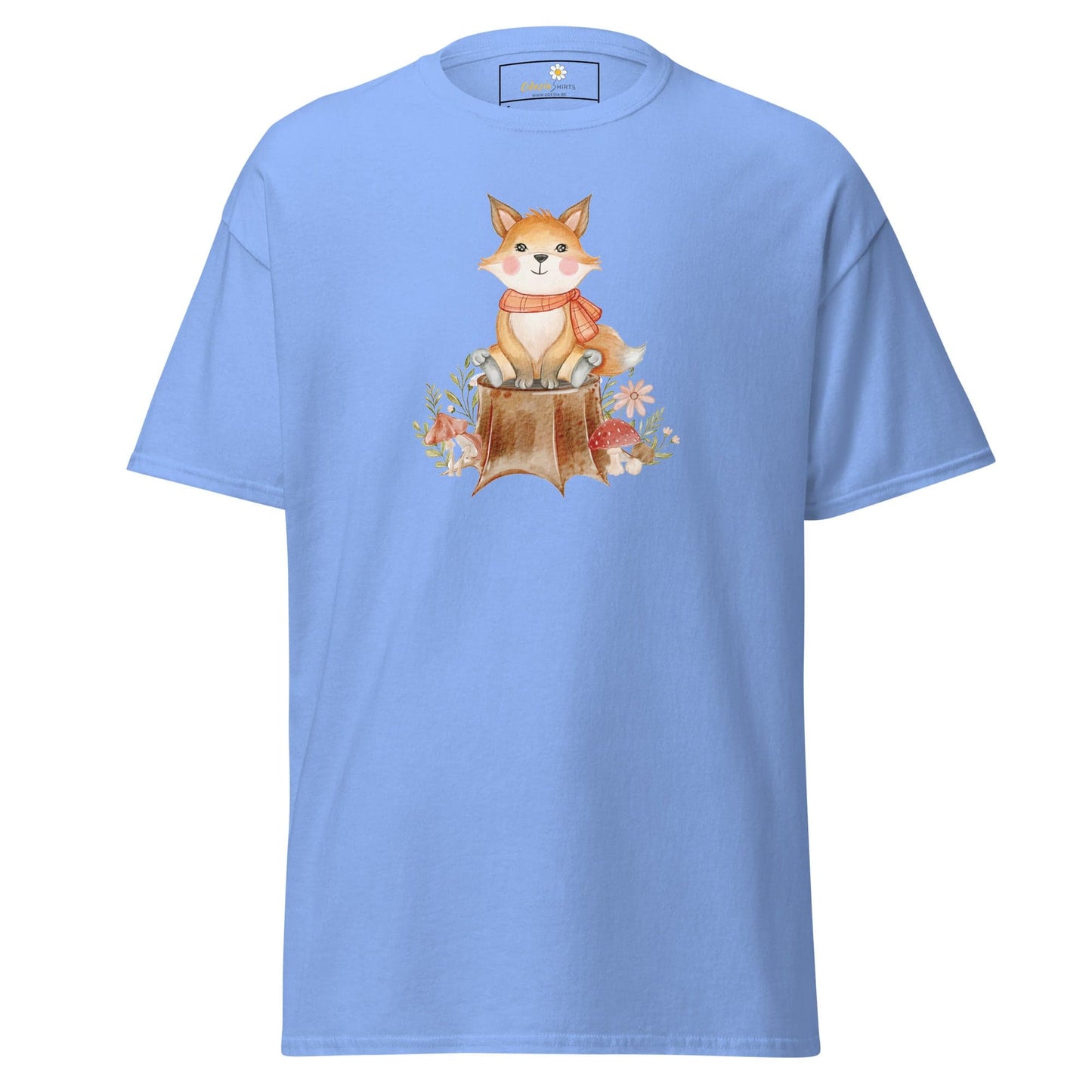 UNisex classic t-shirt - DRAWING FOX ON WOOD - REGULAR - Carolina Blue / S