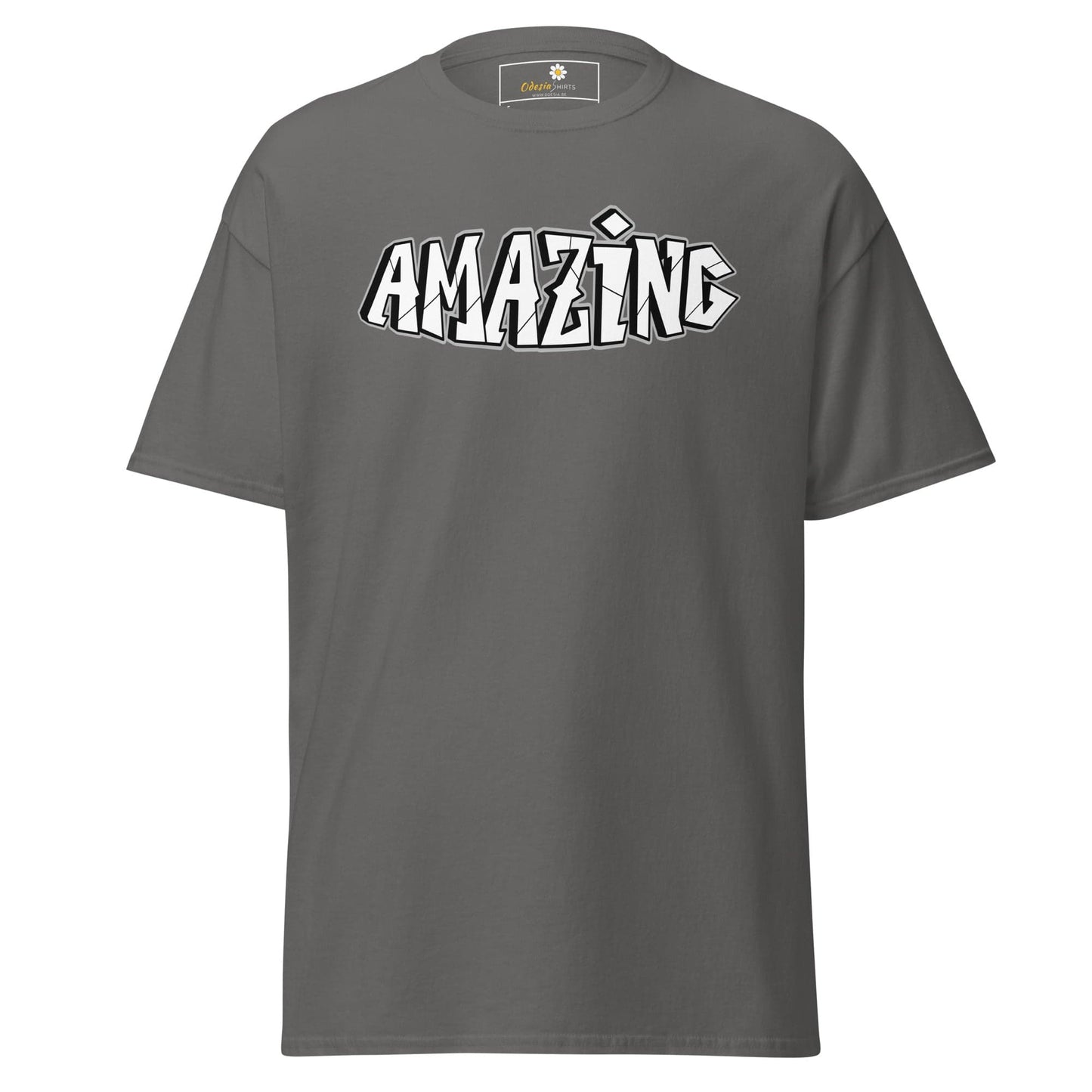Unisex classic t-shirt - TEXT AMAZING - REGULAR - Charcoal / S