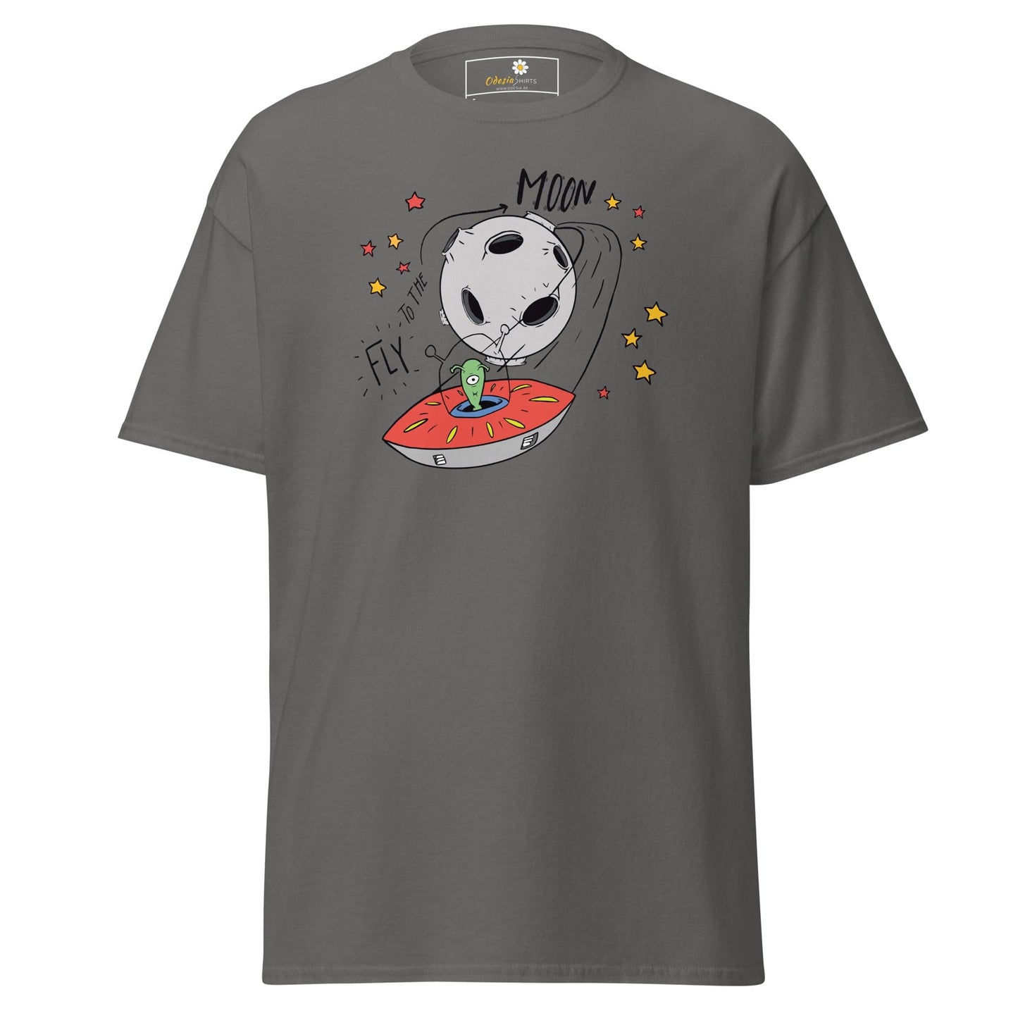 Unisex classic t-shirt - SPACE ALIEN MOON - REGULAR - Charcoal / S