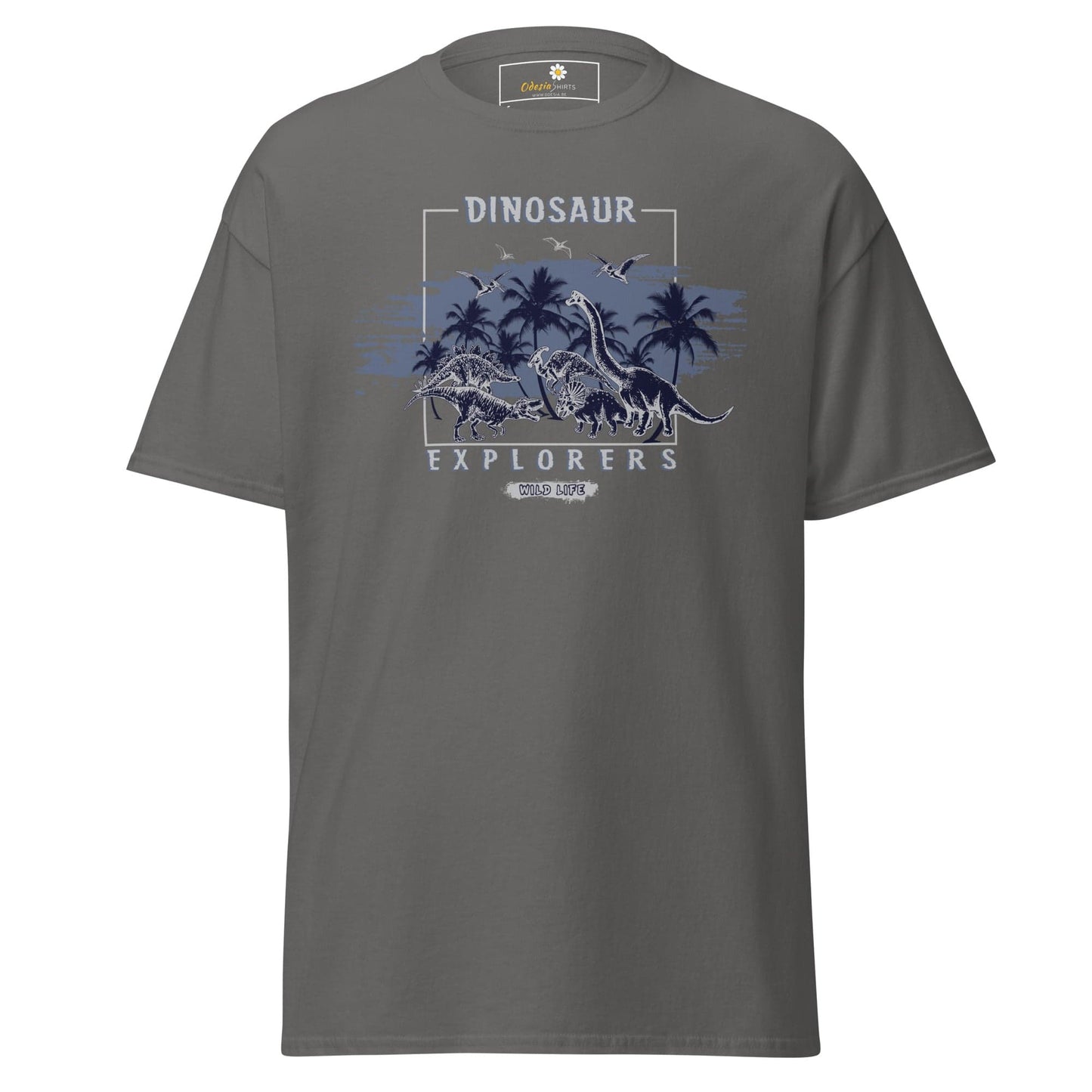 Unisex classic t-shirt - WILD LIFE DINOSAURUS - REGULAR - Charcoal / S