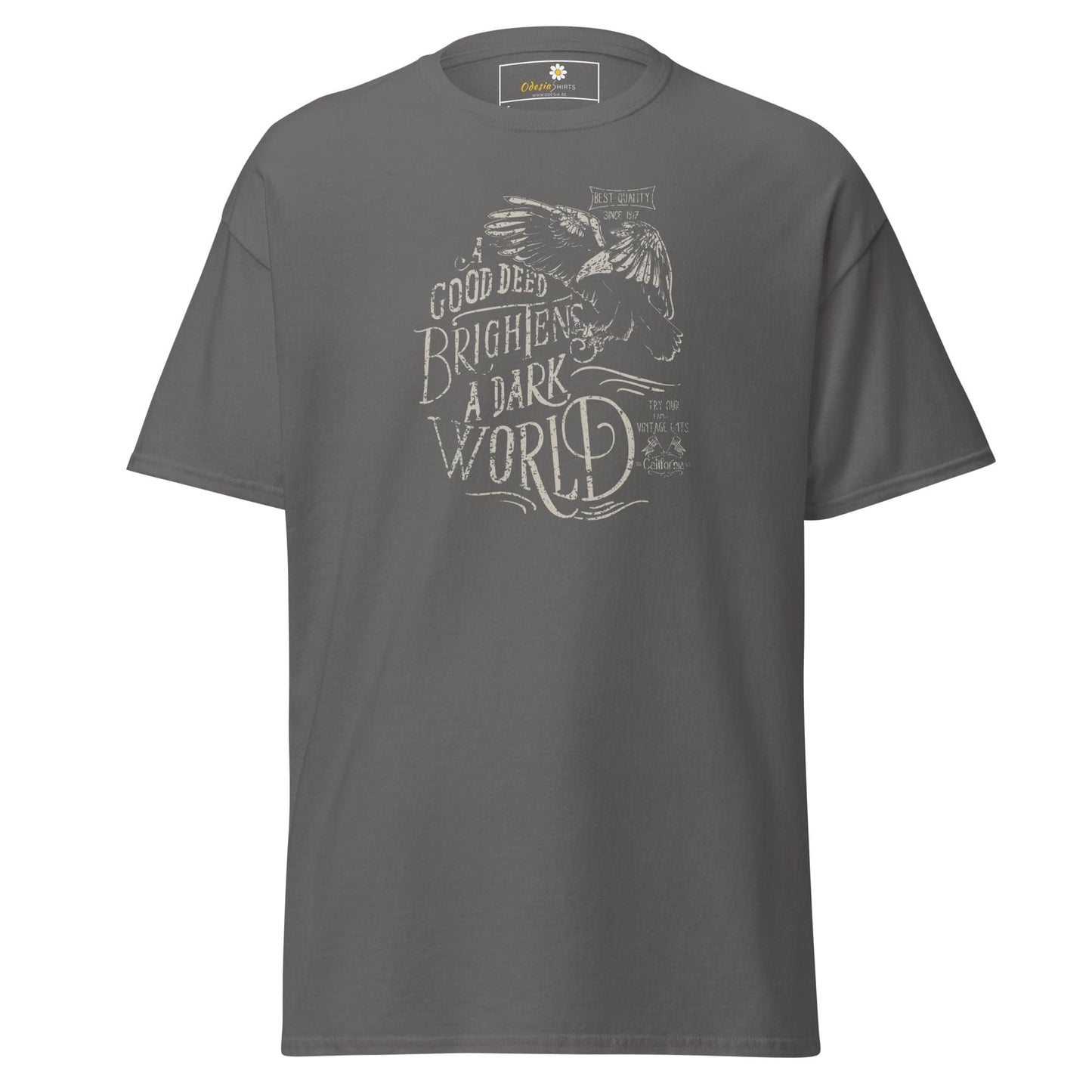 Gray T-shirt with graphic design for men and women in sizes S to XL