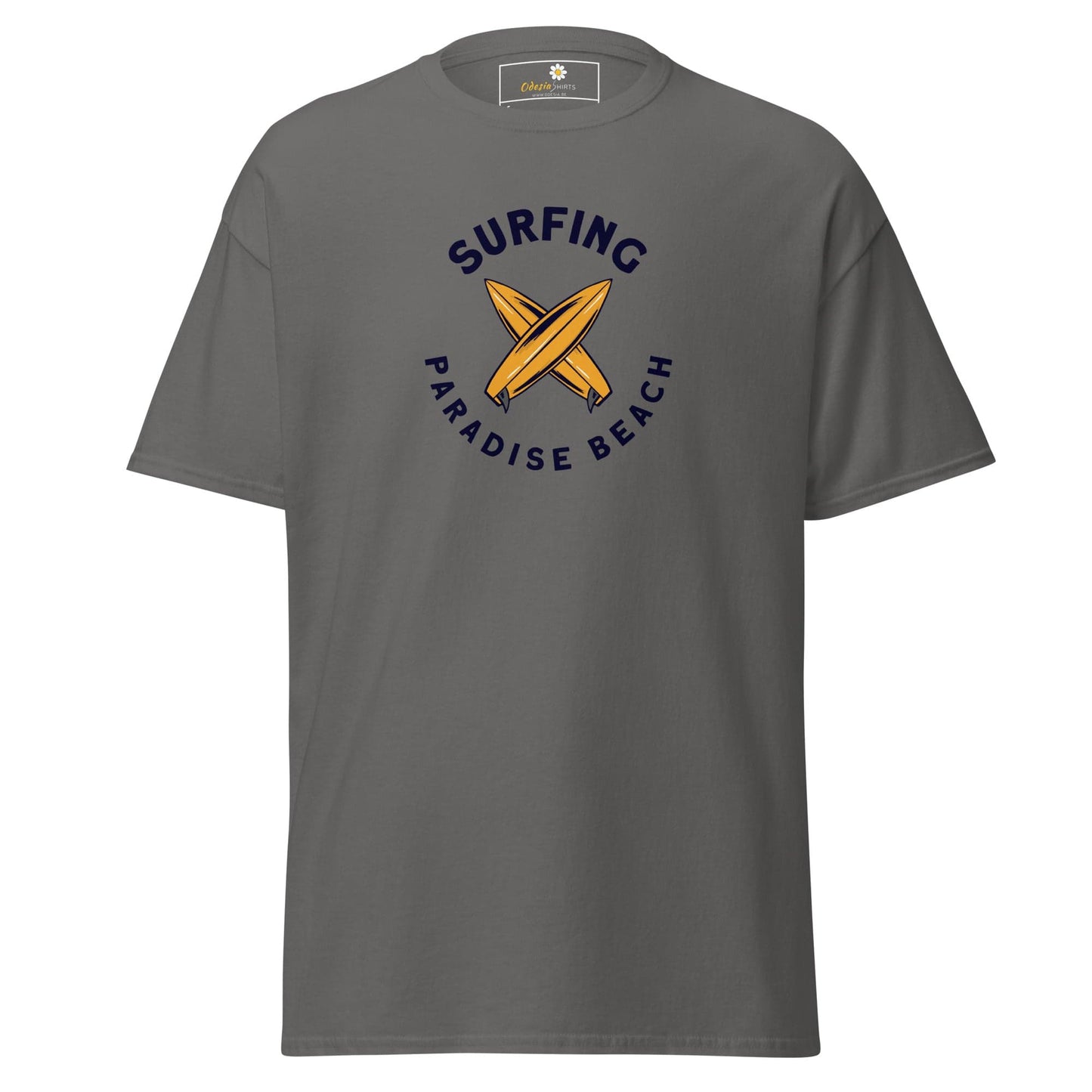 Gray T-shirt with surfing design from T-SHIRT DESIGN TEE for Men and Women S to XL
