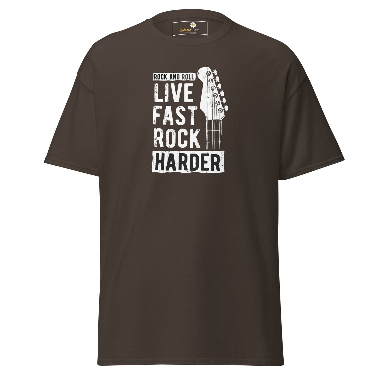 Unisex classic t-shirt - MUSIC LIVE FAST ROCK HARDER - REGULAR - Dark Chocolate / S