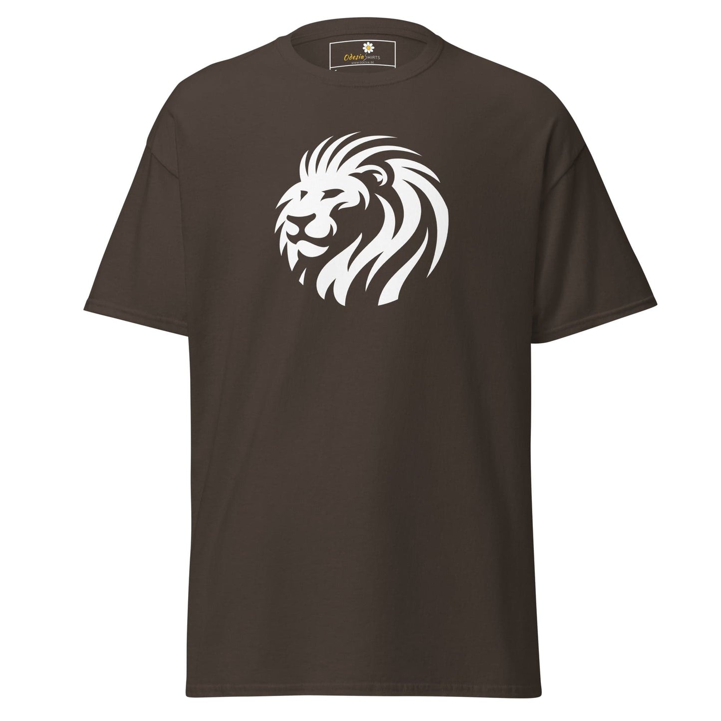 Unisex classic t-shirt - WILD LIFE LION HEAD CIRCLE - REGULAR - Dark Chocolate / S