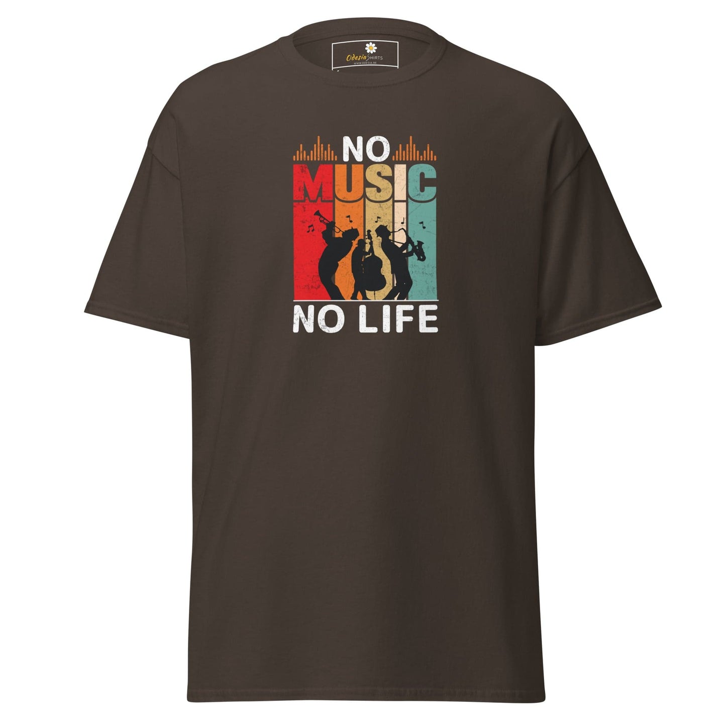 Unisex classic t-shirt - MUSIC NO MUSIC NO LIFE - REGULAR - Dark Chocolate / S