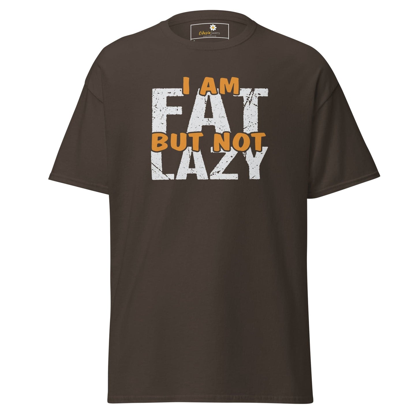 Unisex classic t-shirt - FUN FAT NOT LAZY - REGULAR - Dark Chocolate / S