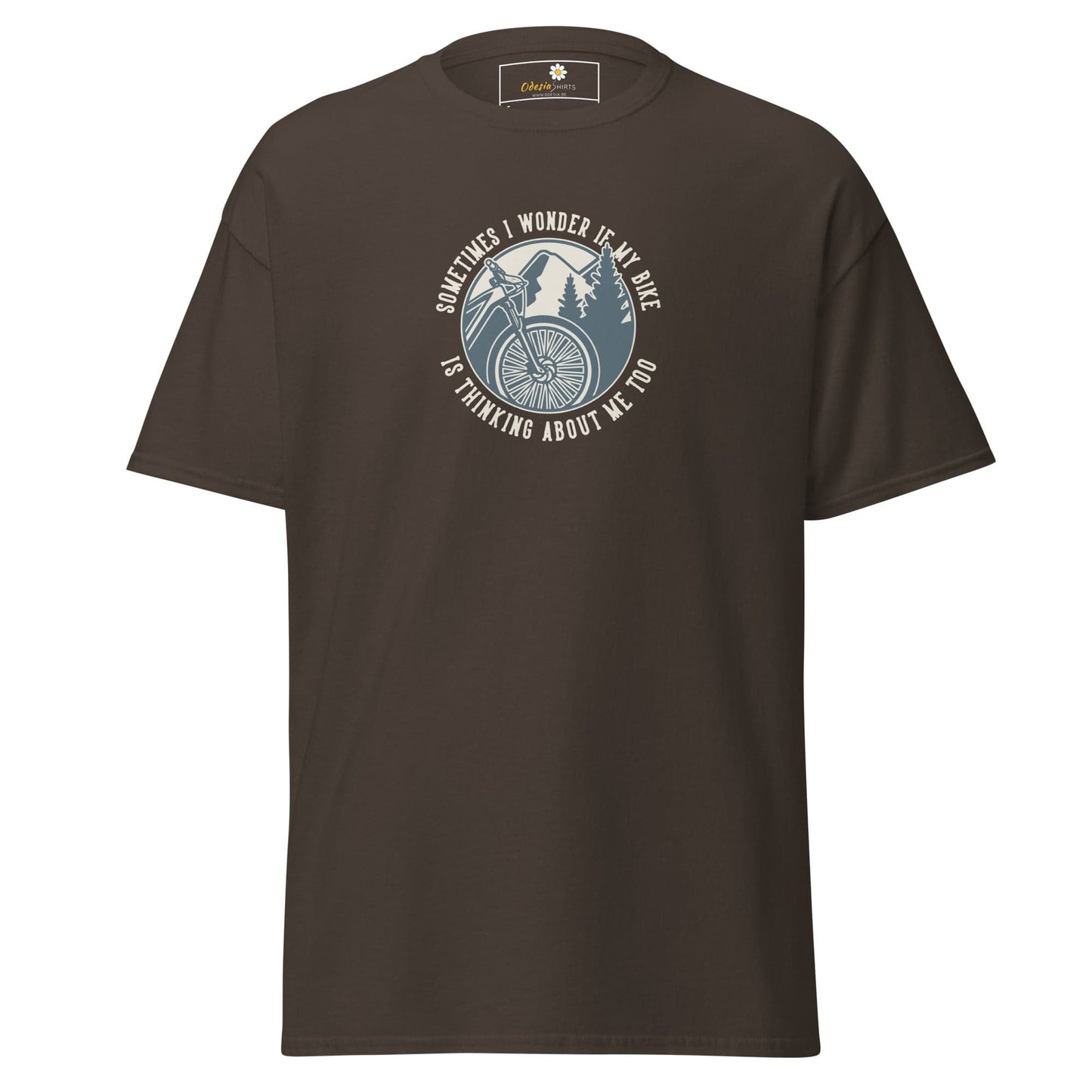 Unisex classic t-shirt - ADVENTURE SPORT CIRCLE BIKE WONDERING - REGULAR - Dark Chocolate / S